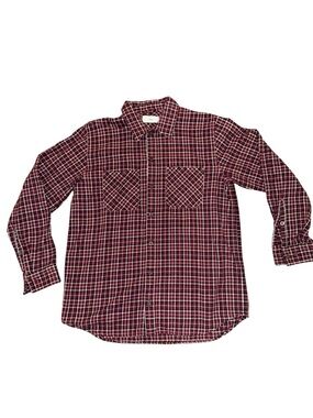 TNA Men's Burgundy and White Plaid Button-Down Shirt